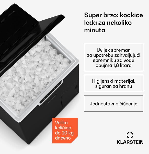 Klarstein Icefestival Cube industrijski ledomat, 400W, 1,8 litara, 20 kg/24 h
