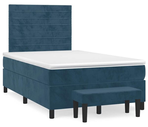 Box spring krevet s madracem tamnoplavi 120 x 200 cm baršunasti - Plava / 120 x 200 cm