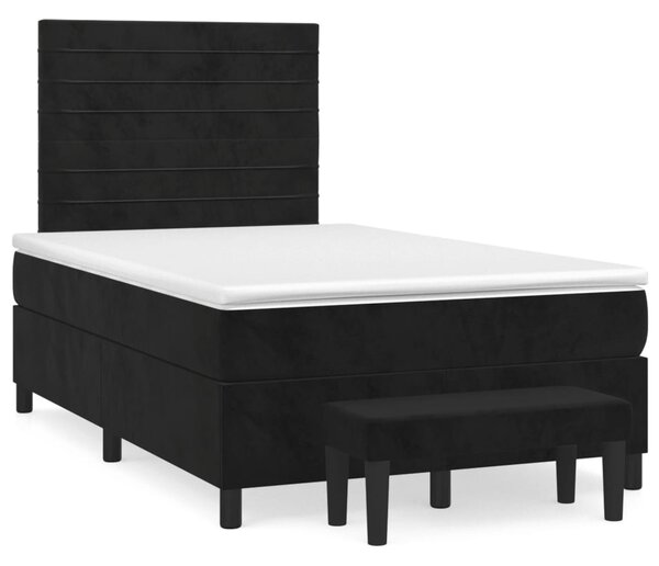 Box spring krevet s madracem crni 120 x 200 cm baršunasti - Crna / 120 x 200 cm