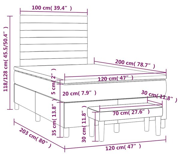 Box spring krevet s madracem tamnoplavi 120 x 200 cm baršunasti - Plava / 120 x 200 cm