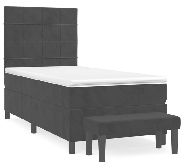 Box spring krevet s madracem crni 90x190 cm baršunasti - Crna / 90 x 190 cm