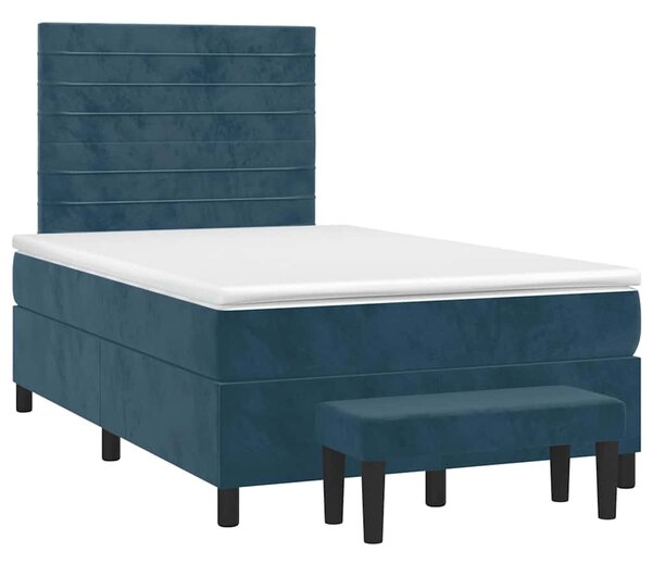 Box spring krevet s madracem tamnoplavi 120 x 200 cm baršunasti - Plava / 120 x 200 cm