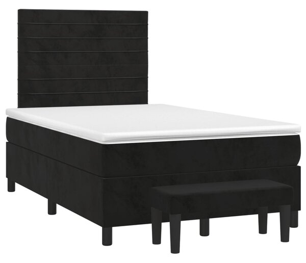 Box spring krevet s madracem crni 120 x 200 cm baršunasti - Crna / 120 x 200 cm