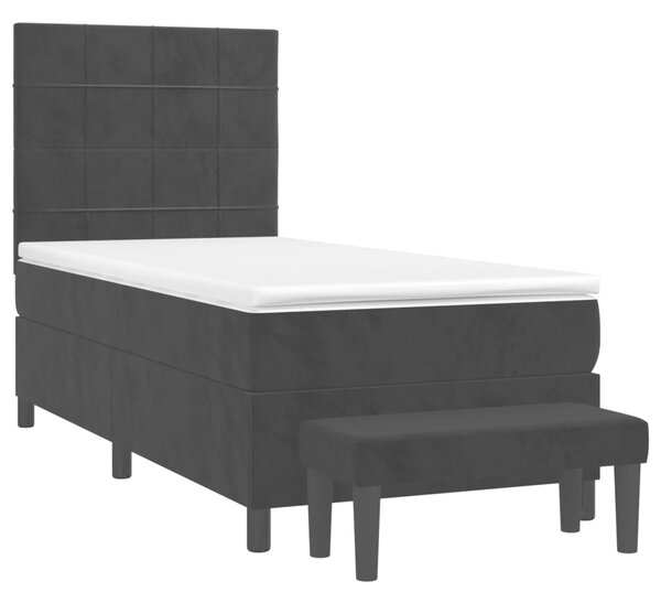 Box spring krevet s madracem crni 90x190 cm baršunasti - Crna / 90 x 190 cm
