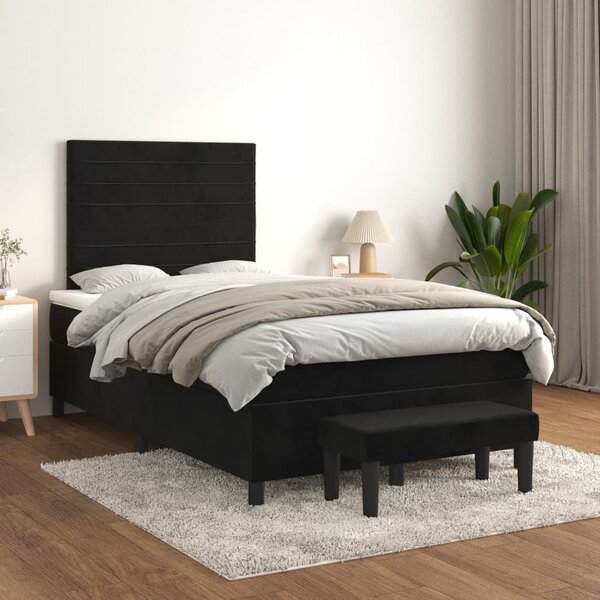 Box spring krevet s madracem crni 120 x 200 cm baršunasti - Crna / 120 x 200 cm