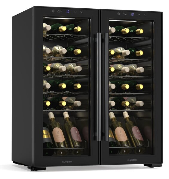 Klarstein Shiraz hladnjak za vino, 2 rashladne zone, LED osvjeljenje, upravljanje dodirom, samostojeći