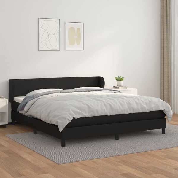 Krevet s oprugama i madracem crni 160 x 200 cm od umjetne kože - Crna / 160 x 200 cm