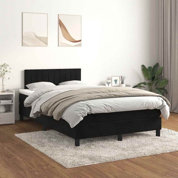 Box spring krevet s madracem crni 120 x 200 cm baršunasti - Crna / 120 x 200 cm