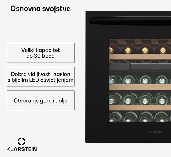 Klarstein Vinoline 30 Built-In Duo hladnjak za vino, 30 boca, integrabilan, LED, tihi rad