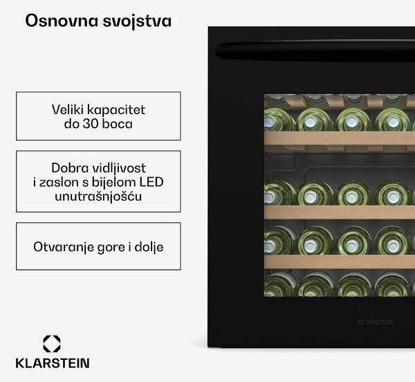 Klarstein Vinoline 30 Built-In Duo hladnjak za vino, 30 boca, integrabilan, LED, tihi rad
