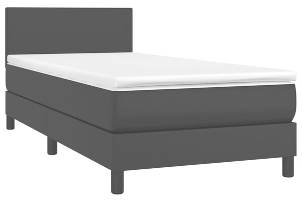 Krevet s oprugama i madracem crni 90x190 cm od umjetne kože - Crna / 90 x 190 cm