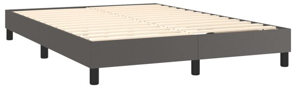 Krevet box spring s madracem LED sivi 140x200cm od umjetne kože - Siva / 140 x 200 cm