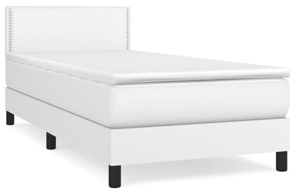 Krevet s oprugama i madracem bijeli 100x200 cm od umjetne kože - Bijela / 100 x 200 cm