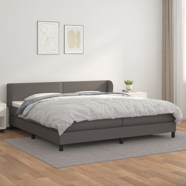 Krevet s oprugama i madracem sivi 200x200 cm od umjetne kože - Siva / 200 x 200 cm