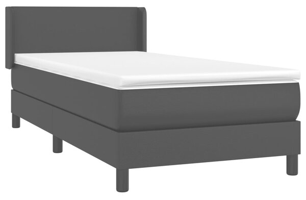 Krevet s oprugama i madracem crni 90x190 cm od umjetne kože - Crna / 90 x 190 cm