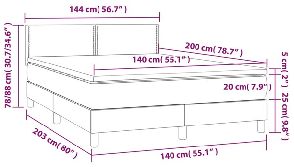 Krevet s oprugama i madracem sivi 140x200 cm od umjetne kože - Siva / 140 x 200 cm