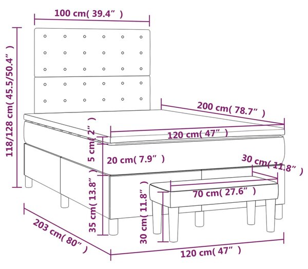 Krevet s oprugama i madracem bijeli 120x200 cm od umjetne kože - Bijela / 120 x 200 cm