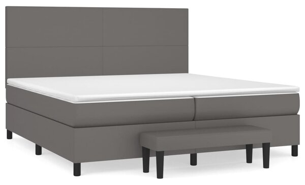 Krevet s oprugama i madracem sivi 200x200 cm od umjetne kože - Siva / 200 x 200 cm