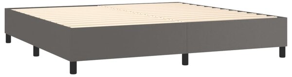 Krevet box spring s madracem LED sivi 200x200cm od umjetne kože - Siva / 200 x 200 cm
