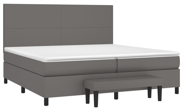 Krevet s oprugama i madracem sivi 200x200 cm od umjetne kože - Siva / 200 x 200 cm