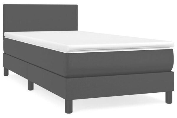 Krevet s oprugama i madracem crni 100x200 cm od umjetne kože - Crna / 100 x 200 cm