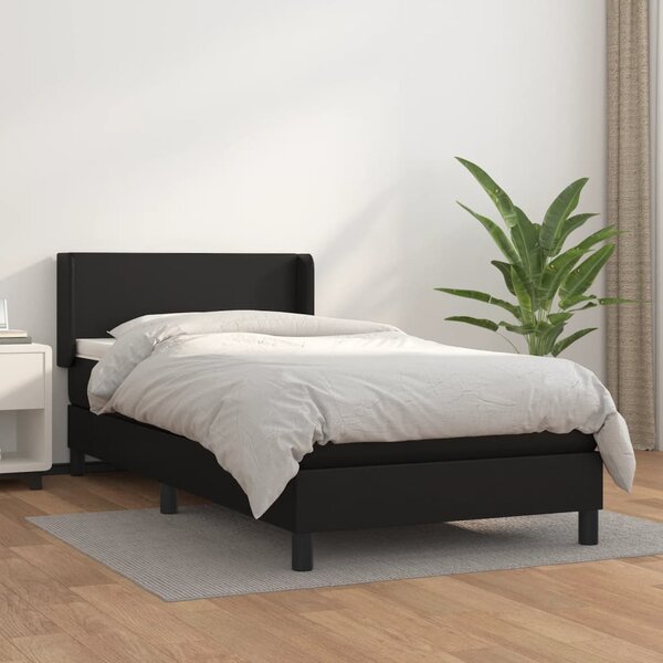 Krevet s oprugama i madracem crni 90x190 cm od umjetne kože - Crna / 90 x 190 cm