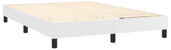 Krevet box spring s madracem LED bijeli 140x190 cm umjetna koža - Bijela / 140 x 190 cm