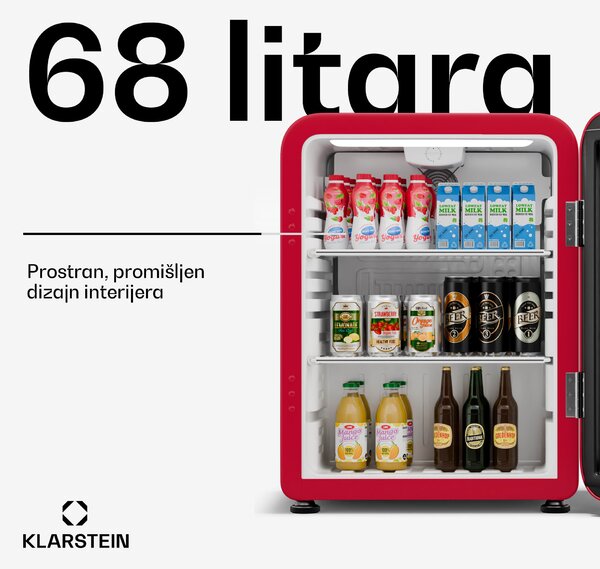 Klarstein Audrey Evo hladnjak za piće, Retro dizajn, staklena vrata, 68 L, EEK C