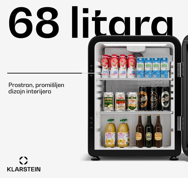 Klarstein Audrey Evo hladnjak za piće, Retro dizajn, staklena vrata, 65 L, EEK C