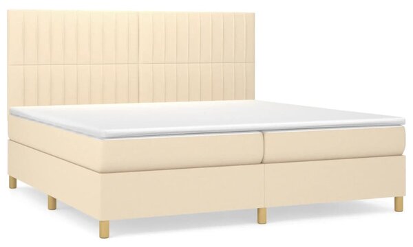 Krevet s oprugama i madracem krem 200 x 200 cm od tkanine - Krema / 200 x 200 cm