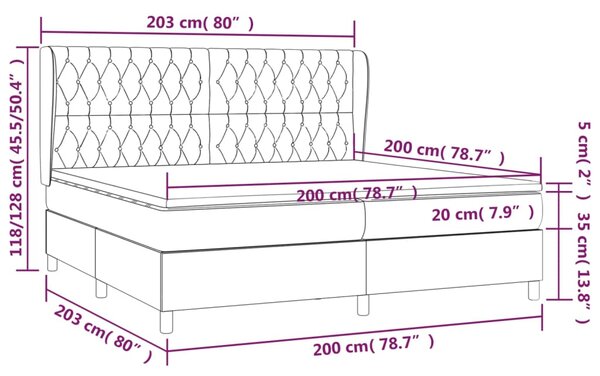 Krevet s oprugama i madracem svjetlosivi 200 x 200cm od tkanine - Siva / 200 x 200 cm