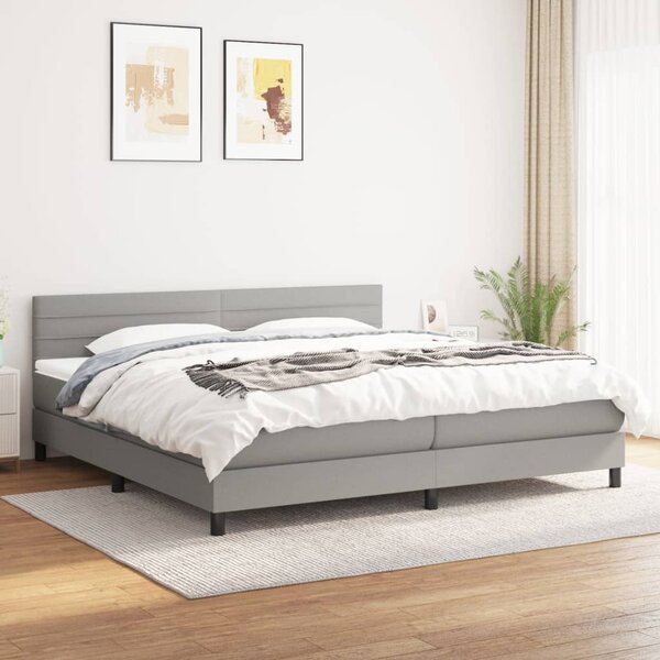 Krevet s oprugama i madracem svjetlosivi 200 x 200cm od tkanine - Siva / 200 x 200 cm