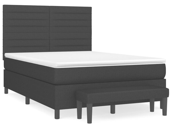 Krevet s oprugama i madracem crni 140 x 190 cm od tkanine - Crna / 140 x 190 cm