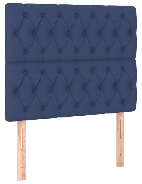 Krevet box spring s madracem LED plavi 90x190 cm od tkanine - Plava / 90 x 190 cm