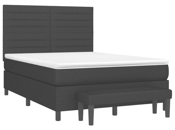 Krevet s oprugama i madracem crni 140 x 190 cm od tkanine - Crna / 140 x 190 cm