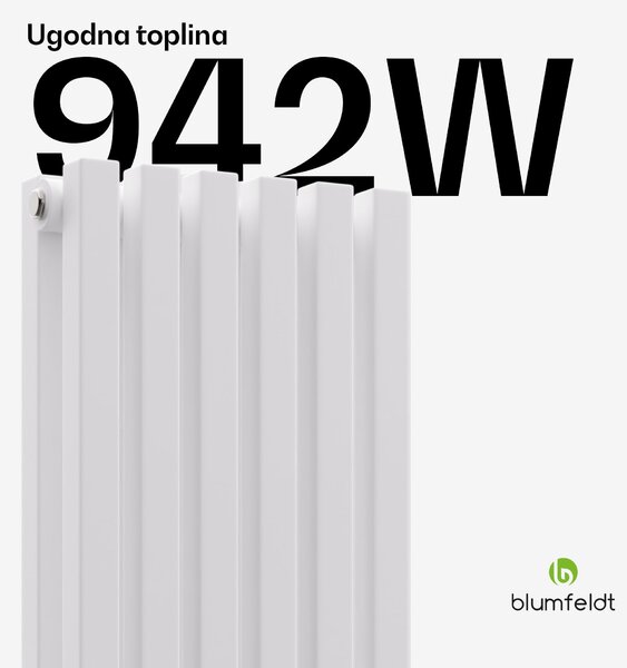 Blumfeldt Delgado radijator | moderni dizajn | 25 x 120 cm | 942 W | središnje priključivanje