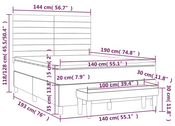 Krevet s oprugama i madracem crni 140 x 190 cm od tkanine - Crna / 140 x 190 cm