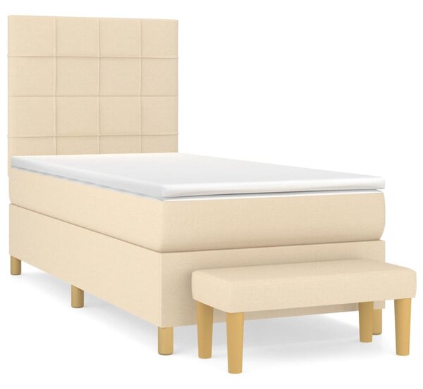 Okvir kreveta s oprugama i madrac krem 80x200 cm od tkanine - Krema / 80 x 200 cm