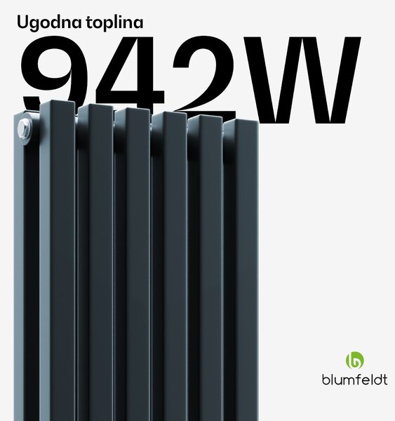 Blumfeldt Delgado radijator | moderni dizajn | 25 x 120 cm | 942 W | središnje spajanje