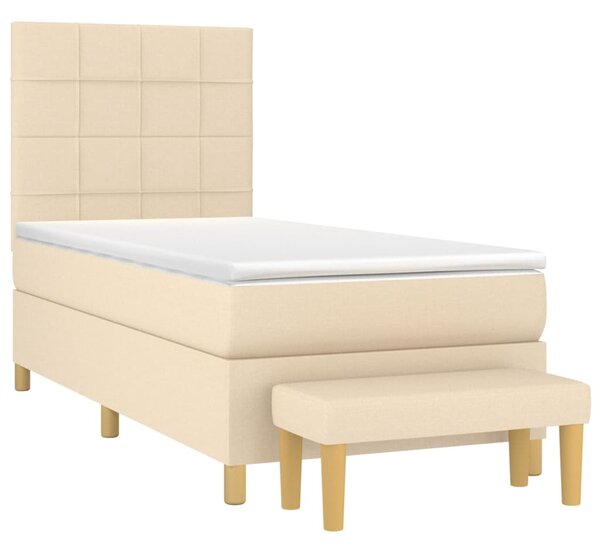 Okvir kreveta s oprugama i madrac krem 80x200 cm od tkanine - Krema / 80 x 200 cm