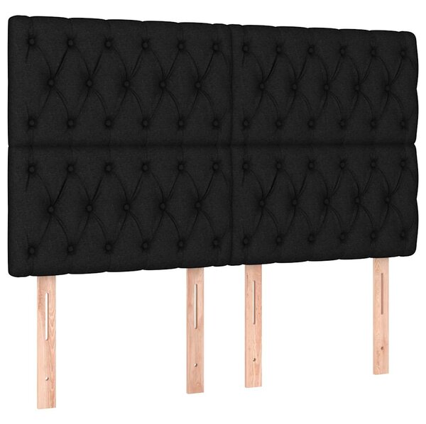Krevet s oprugama i madracem crni 160x200 cm od tkanine - Crna / 160 x 200 cm