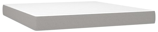 Krevet box spring s madracem LED svjetlosivi 180x200 cm tkanina - Siva / 180 x 200 cm
