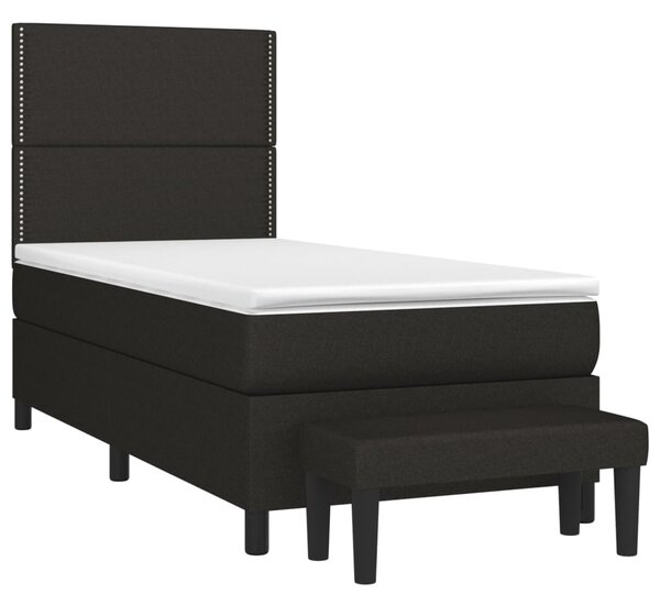 Krevet s oprugama i madracem crni 90x200 cm od tkanine - Crna / 90 x 200 cm