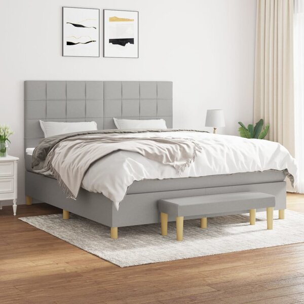 Krevet box spring s madracem svjetlosiva 160x200 cm tkanina - Siva / 160 x 200 cm