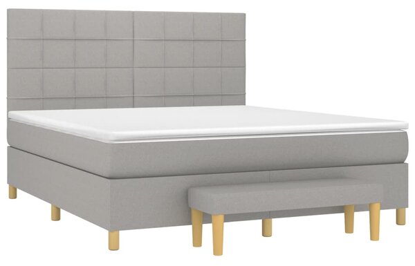 Krevet box spring s madracem svjetlosiva 160x200 cm tkanina - Siva / 160 x 200 cm