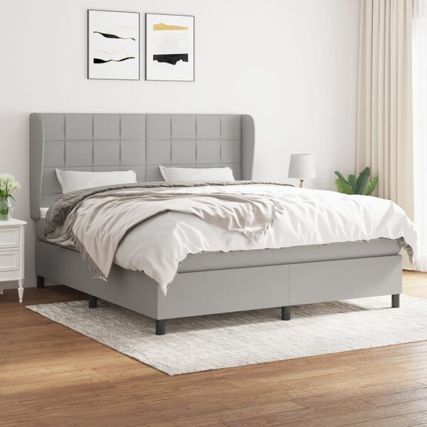 Krevet box spring s madracem svjetlosiva 160x200 cm tkanina - Siva / 160 x 200 cm