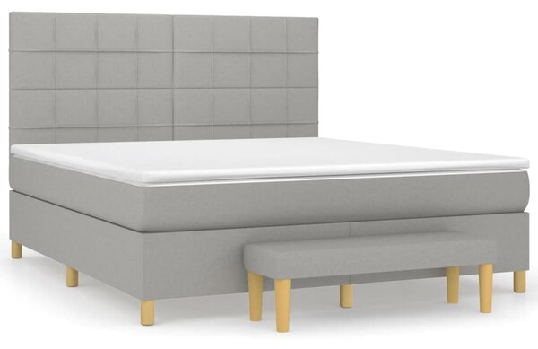 Krevet box spring s madracem svjetlosiva 160x200 cm tkanina - Siva / 160 x 200 cm