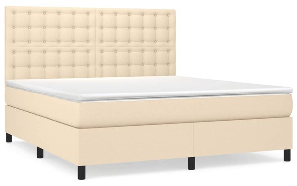 Krevet s oprugama i madracem krem 180x200 cm od tkanine - Krema / 180 x 200 cm