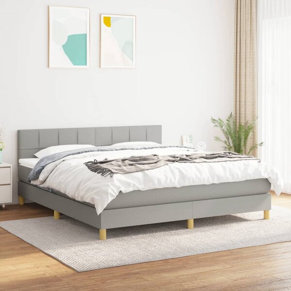 Krevet s oprugama i madracem svjetlosivi 180x200 cm od tkanine - Siva / 180 x 200 cm