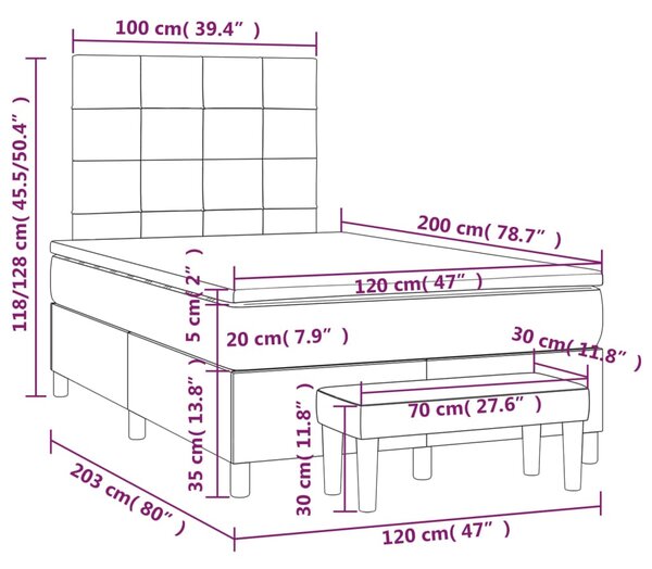 Box spring krevet s madracem ružičasti 120 x 200 cm baršunasti - Ružičasta / 120 x 200 cm